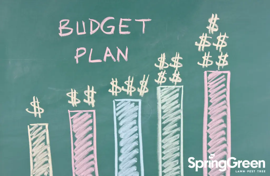 budget plan written on chalkboard with bar chart