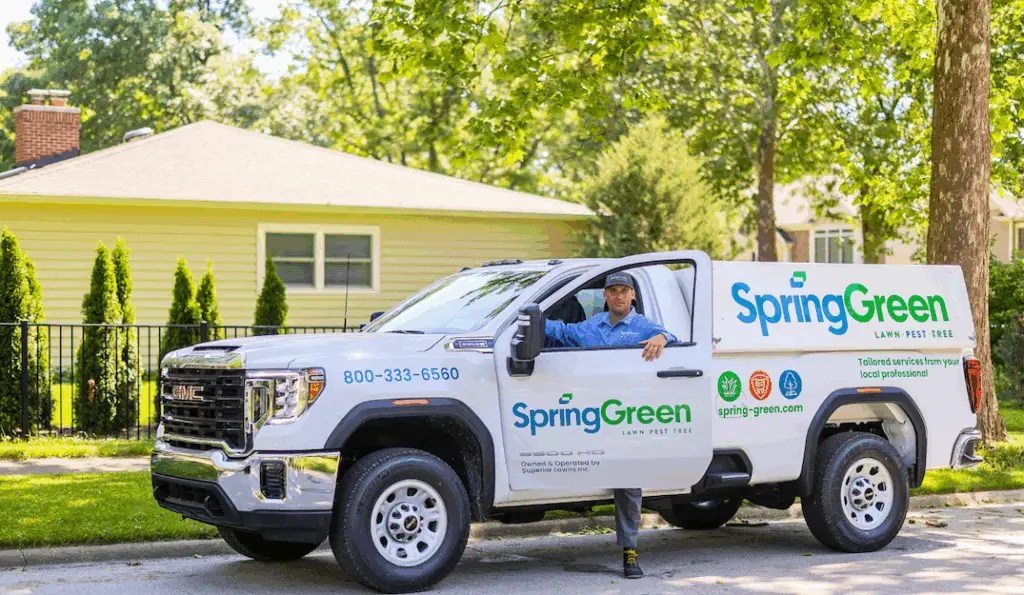 SpringGreen franchise owner stepping out of SpringGreen truck