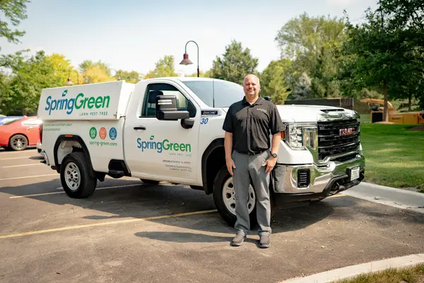 SpringGreen franchise owner Rob Leiner standing in front of SpringGreen truck