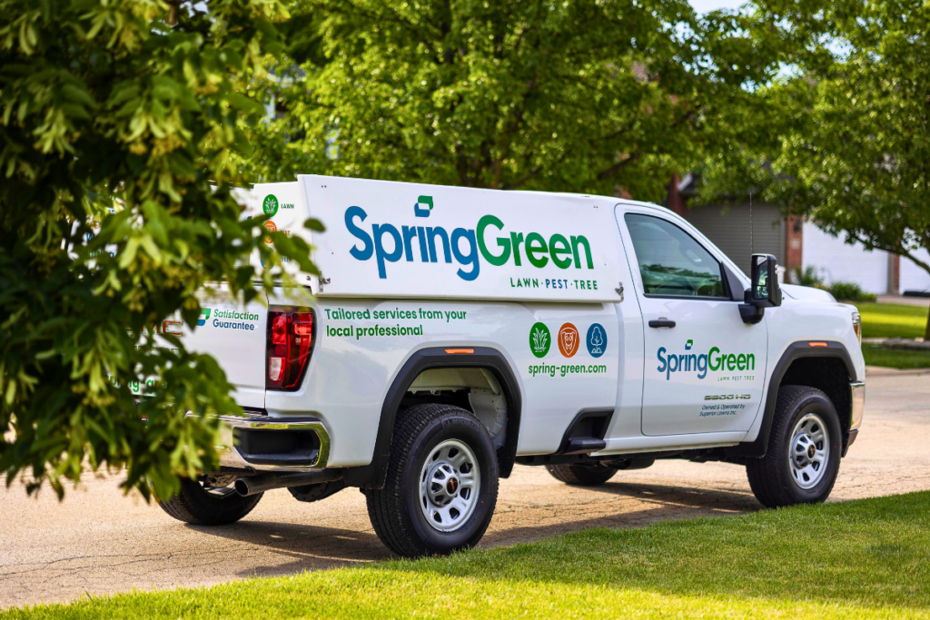 SpringGreen truck parked in neighborhood